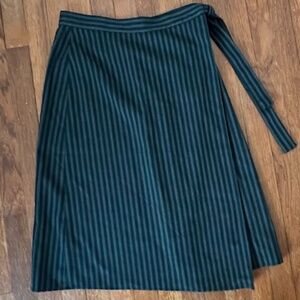 Ann Taylor Women's Green Striped Wrap Midi Skirt NWT Sz 4